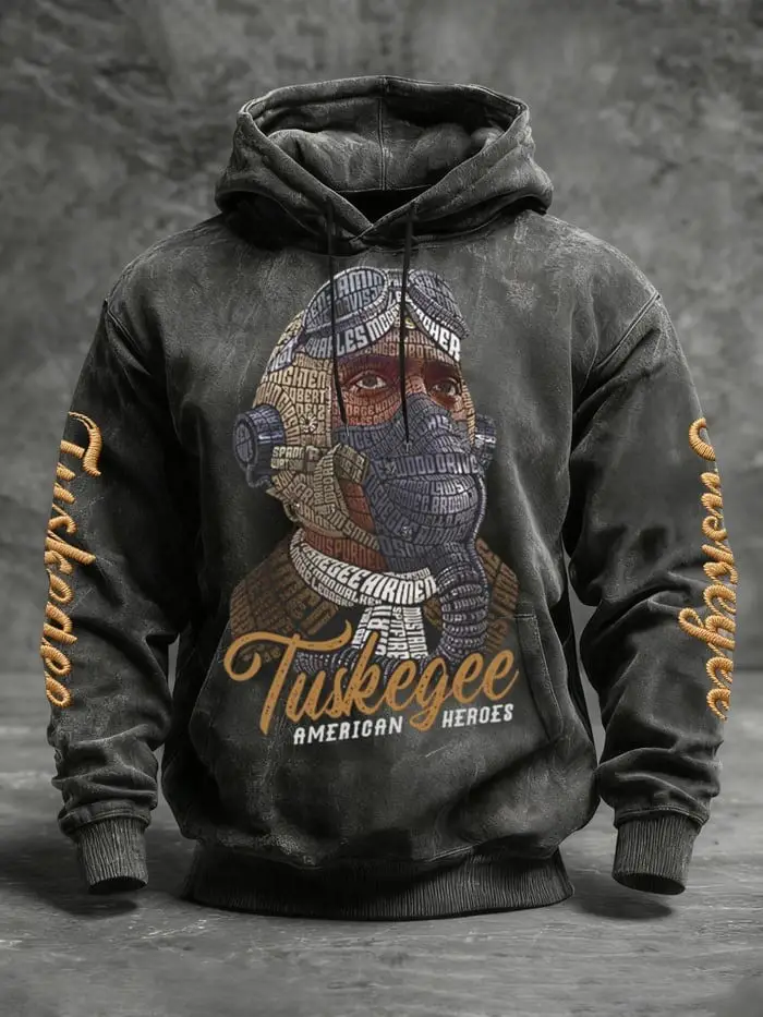 Men's Western Retro African American Air Force Hoodie Tuskegee American Heroes Apparel
