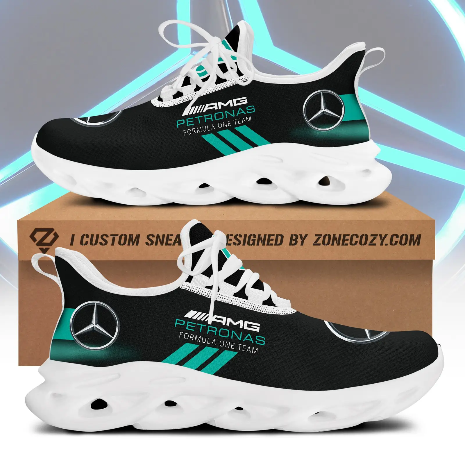 Mercedes 100th Anniversary 1926-2026 Sneaker Mercedes AMG Petronas Shoes Gift For Husband
