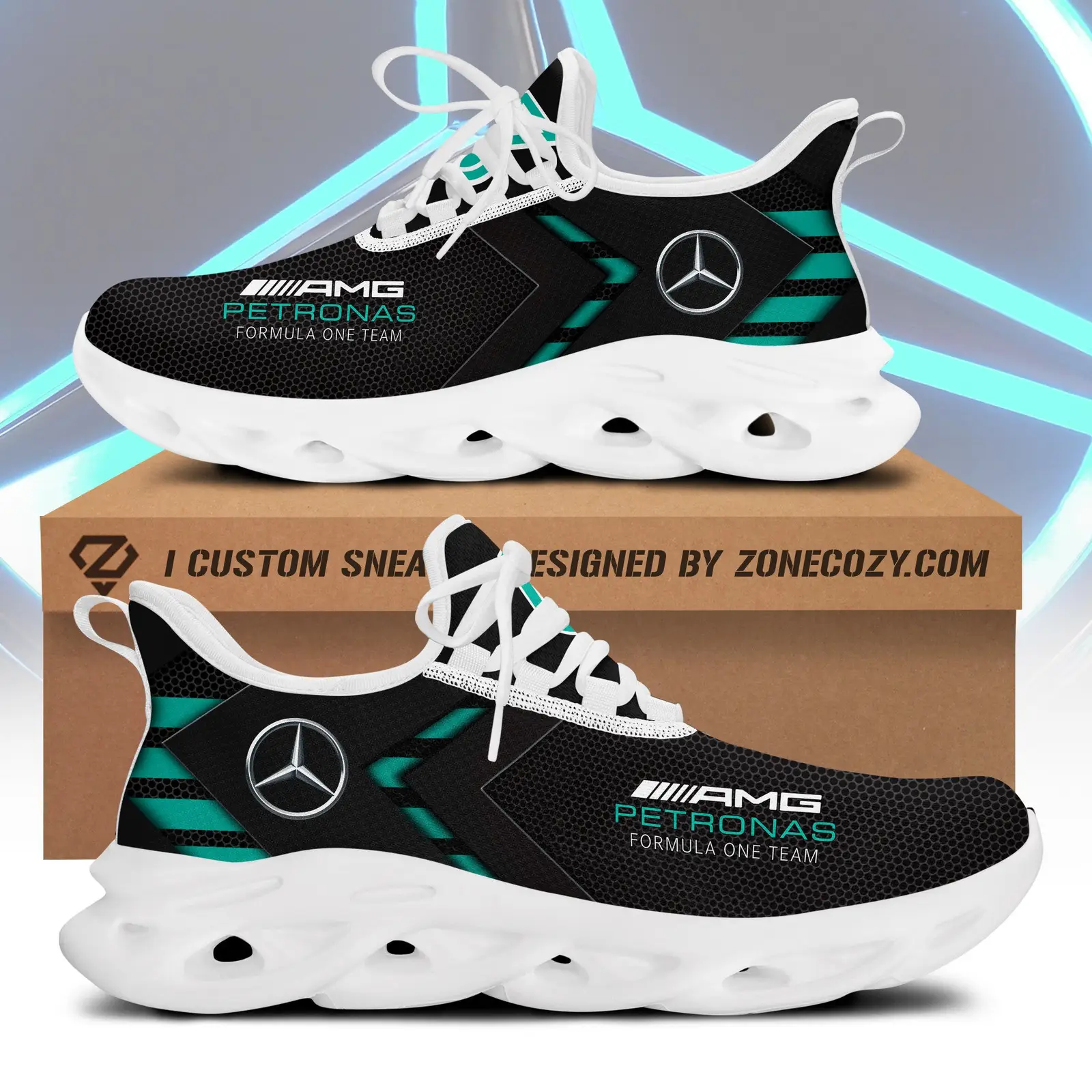 Mercedes 100th Anniversary Sneaker AMG Petronas Performance One Team Shoes Gift For Him