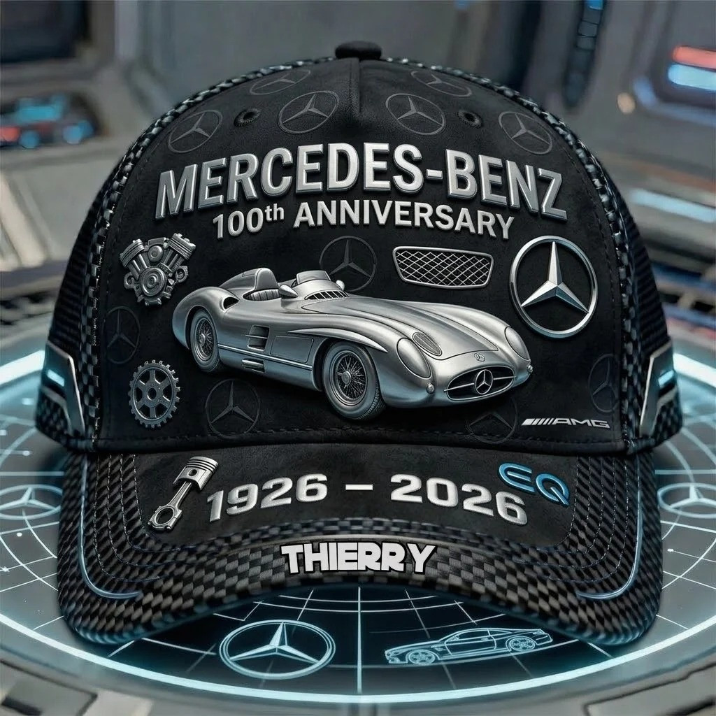 Mercedes-Benz Anniversary Baseball Hat Thierry With Car And Logo Cap Gifts For Car Lovers