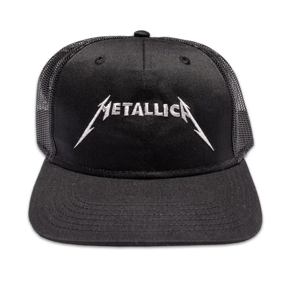 Metallica Merch Logo Embroidered Snapback Trucker Hat Music Related Gifts For Guys -WearandDecor