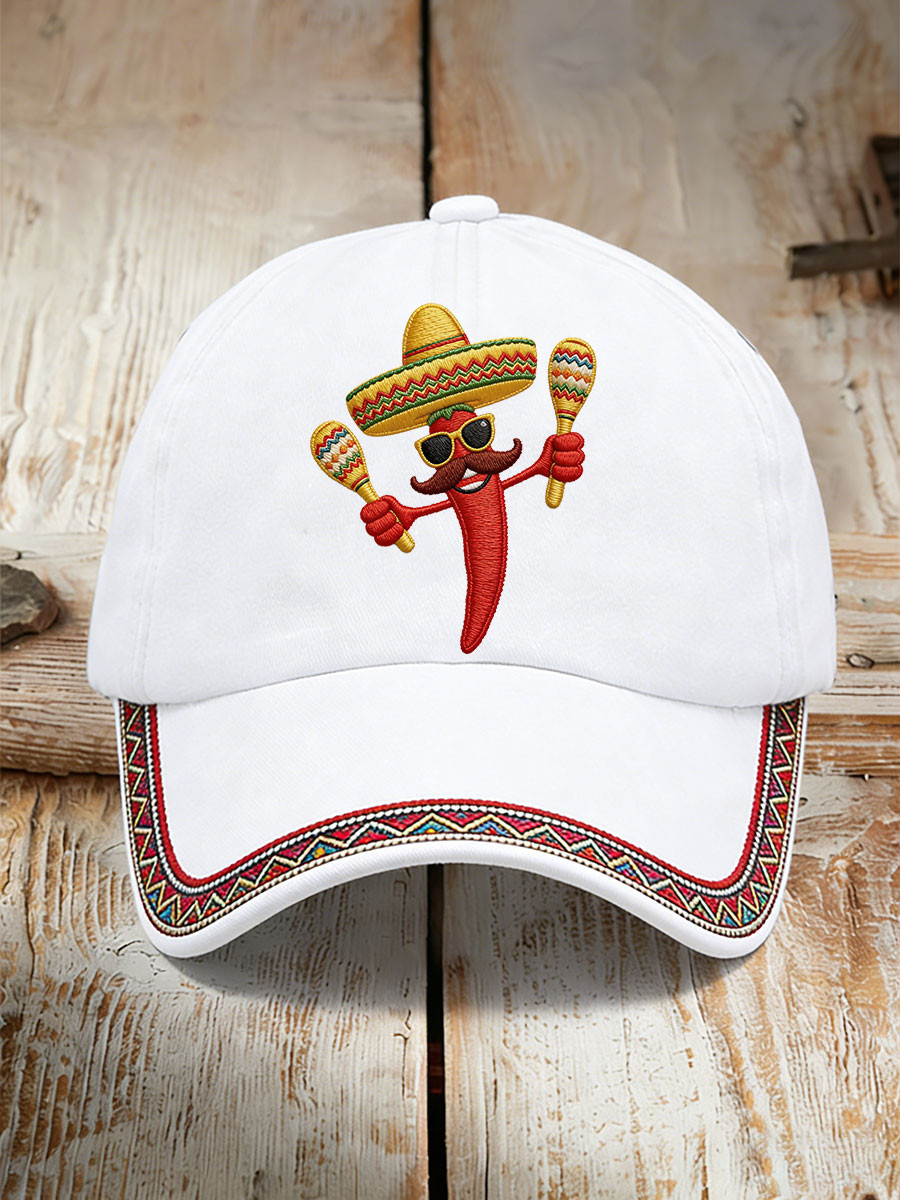 Mexican Fiesta Chili Pepper Baseball Cap Sombrero Maracas Party Hat Gift For Him Mexican Fiesta Chili Pepper Baseball Cap Sombrero Maracas Party Hat Gift For Him - Image 1