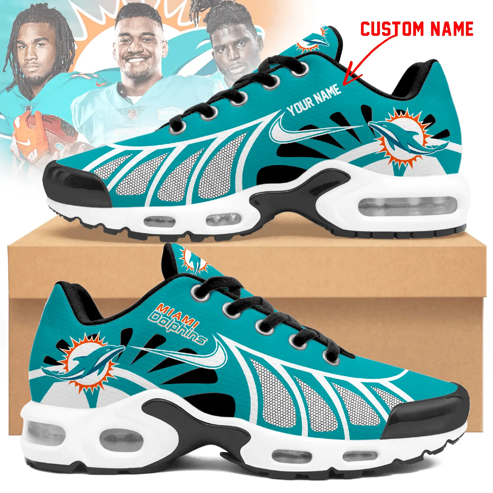 Miami Dolphins Personalized Air Max Shoes Td 050625