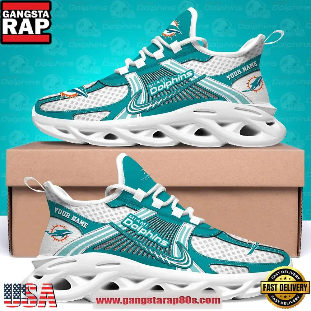 Miami Dolphins Personalized Clunky Sneaker Max Soul Shoes