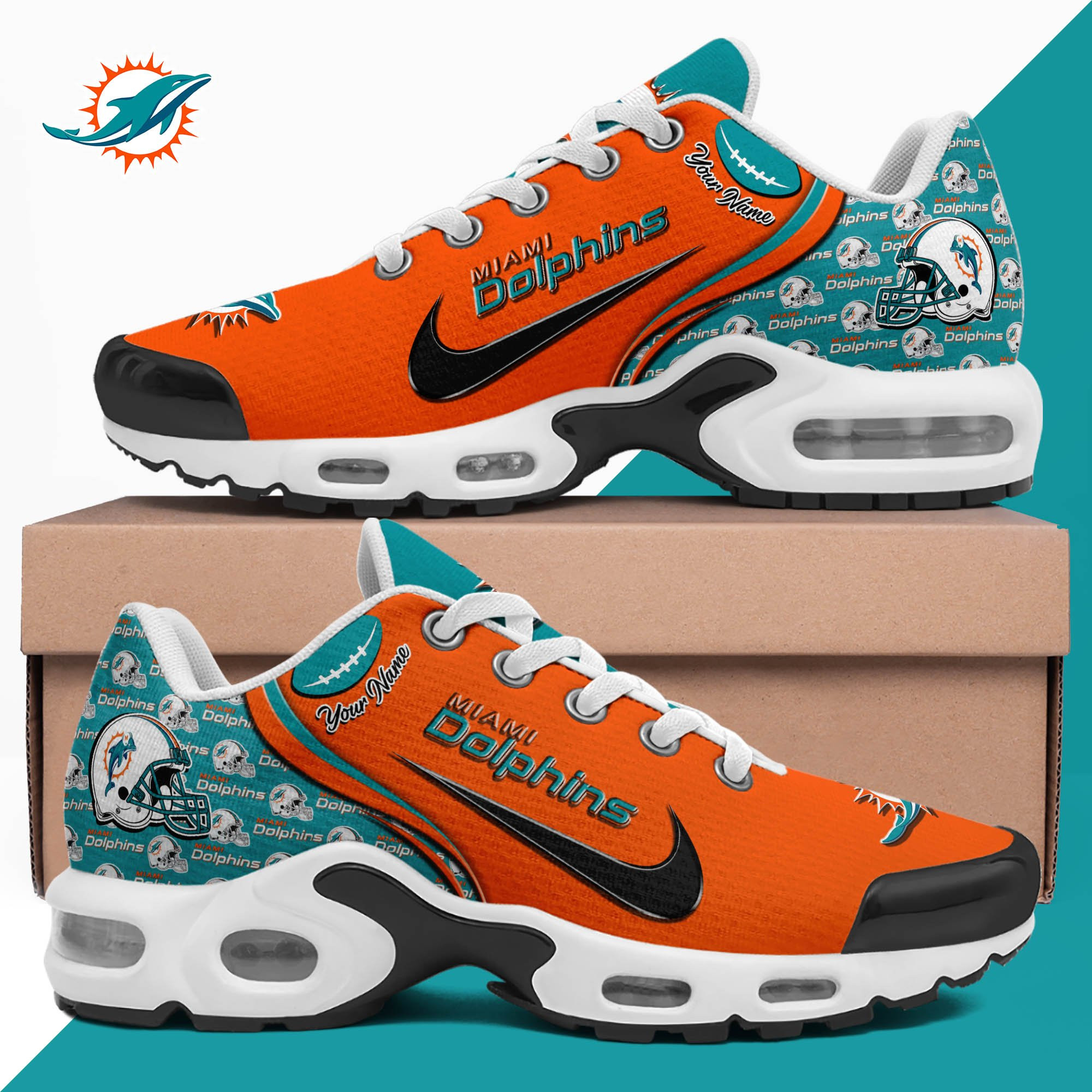 Miami Dolphins Shoes 2025 Version Custom Your Name 499 Miami Dolphins Shoes 2025 Version Custom Your Name 499 - Image 1