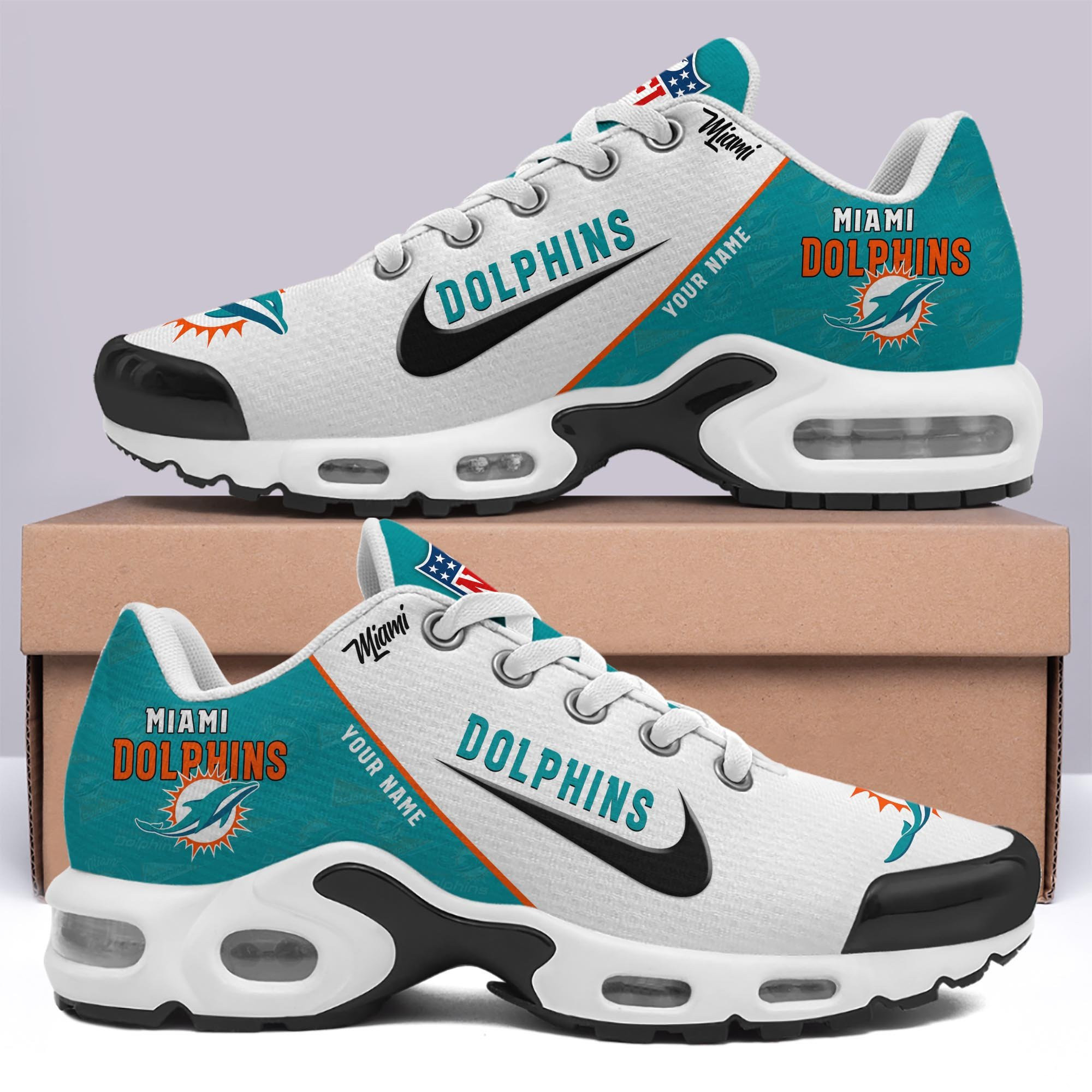 Miami Dolphins Shoes 2025 Versions Custom Your Name 670 Miami Dolphins Shoes 2025 Versions Custom Your Name 670 - Image 1