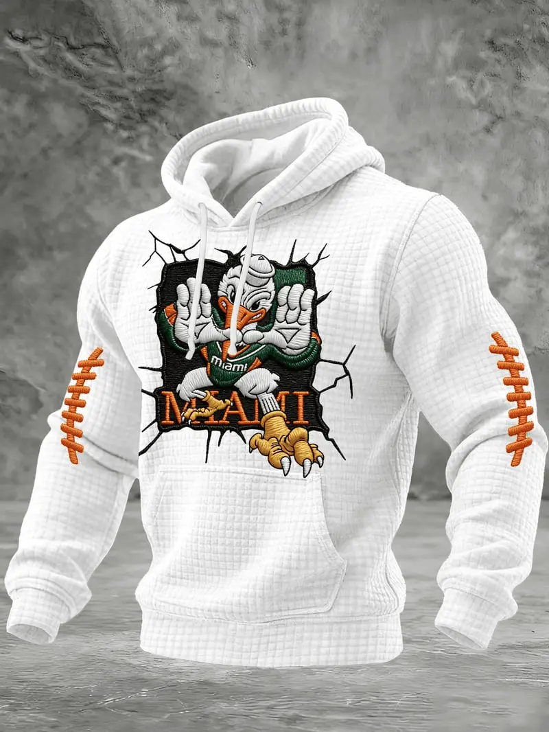 Miami Football Hoodie Waffle The U Is Back Hurricanes Store Gift for Men