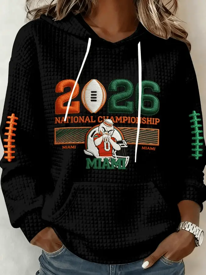 Miami Football Merch Hoodie Waffle Miami Championship 2026 Clothing for UM Fans