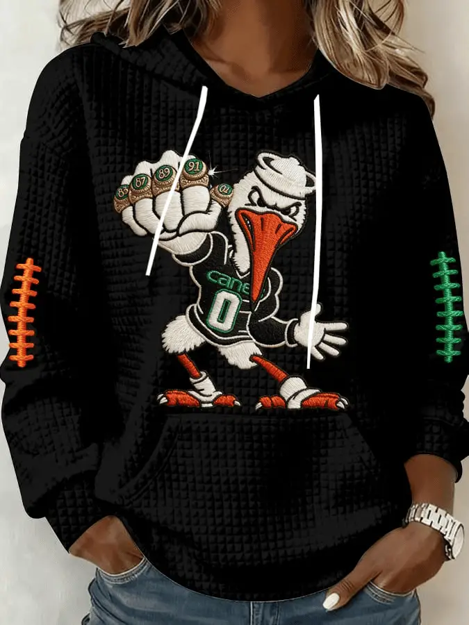 Miami Football Merch Hoodie Waffle UM Football Apparel Gift for Miami Fans