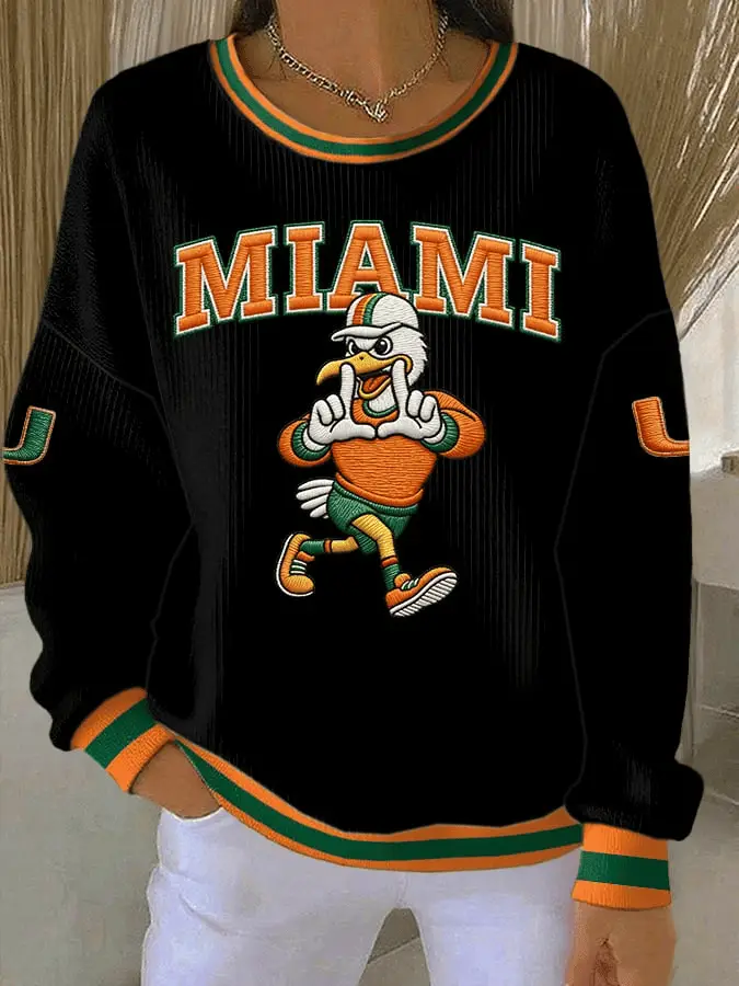 Miami Football Sweatshirt Womens Hurricanes Pride Apparel The U is Back Gift