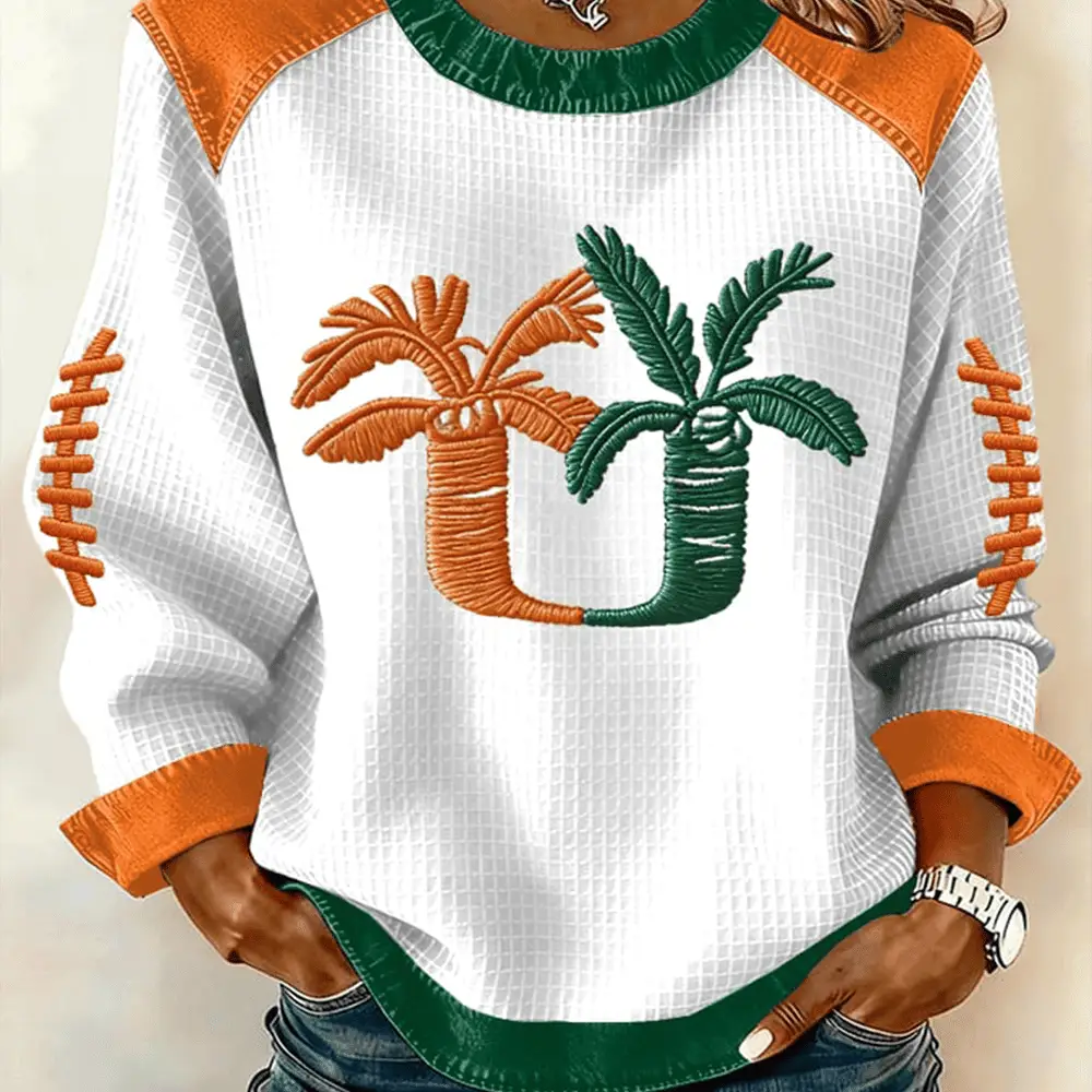 Miami Hurricanes Football Sweatshirt Miami Palm Trees Game Day Merch Gift For Her