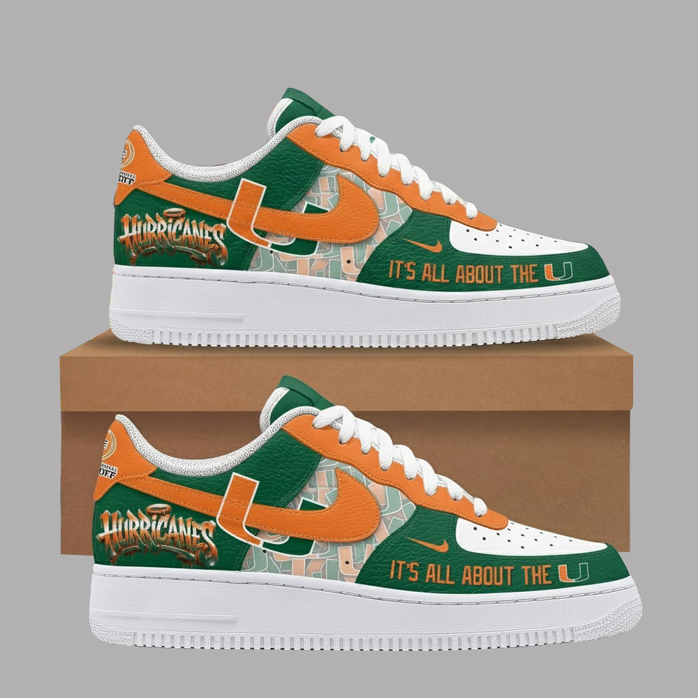 Miami Hurricanes Its All About The U NCAA Air Force 1 Shoes Sneakers