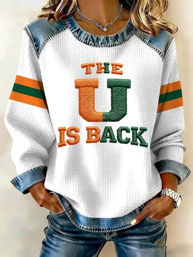Miami Hurricanes Sweatshirt The U Is Back Sweatshirt Women's Game Day Clothing For Fans