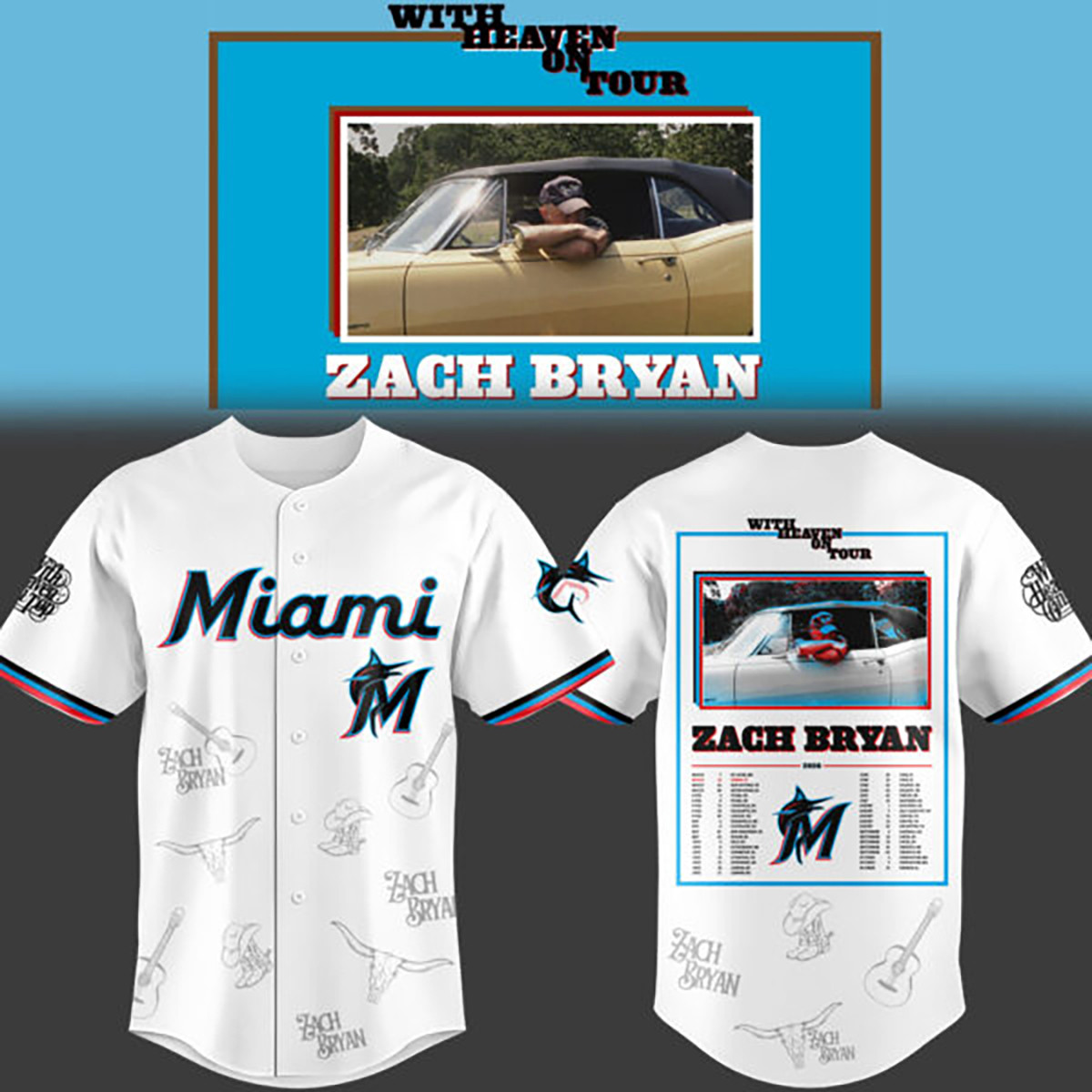 Miami Marlins x Zach Baseball Jersey With Heaven On Tour 2026 Clothes Best Gift For Men