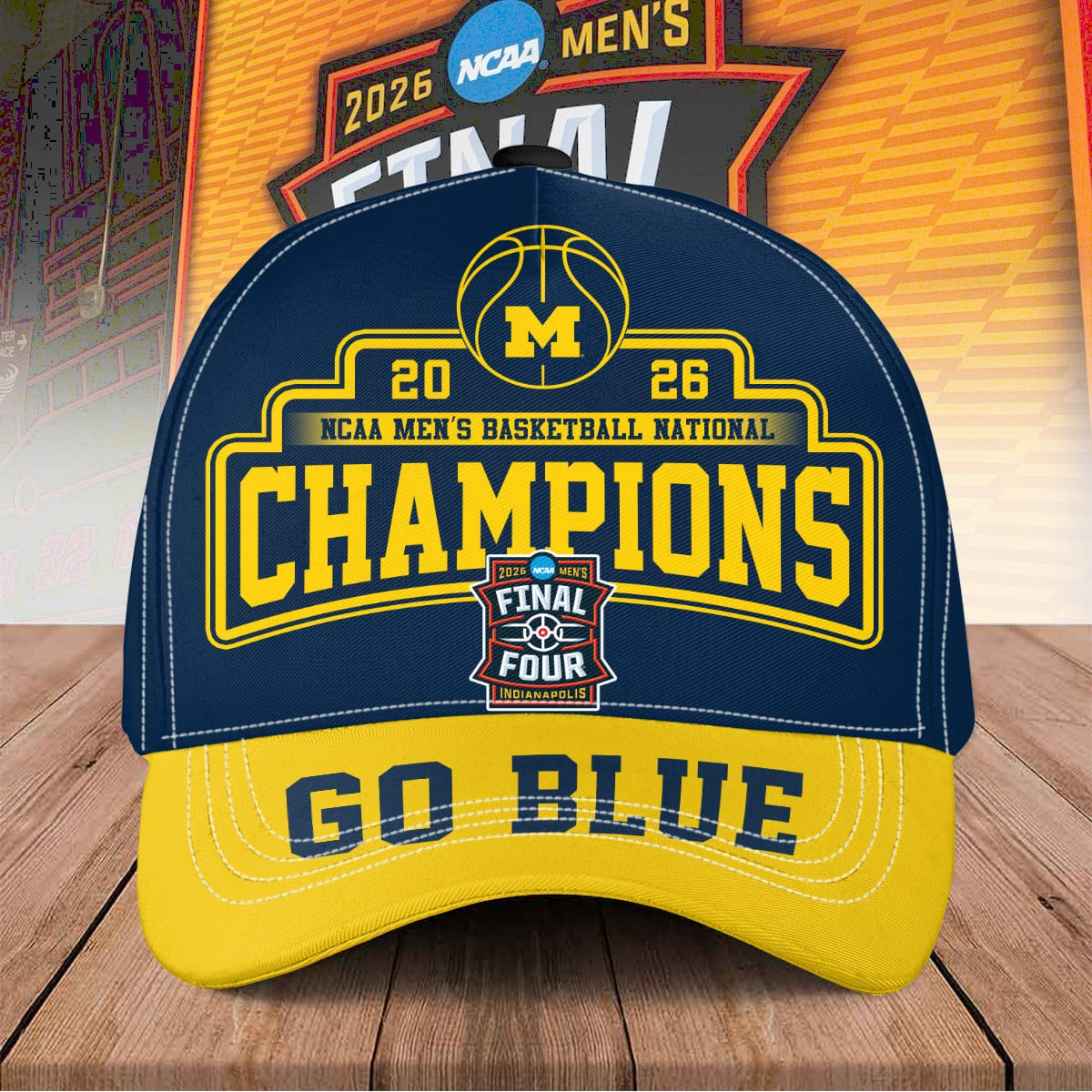 Michigan Basketball Championship Hat Go Blue Merchandise Gift For College Sports Fans