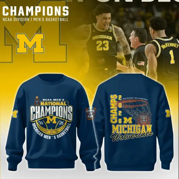 Michigan Championship Sweatshirt NCAA Men's Basketball Champions Merch Gift For Class Of 2026