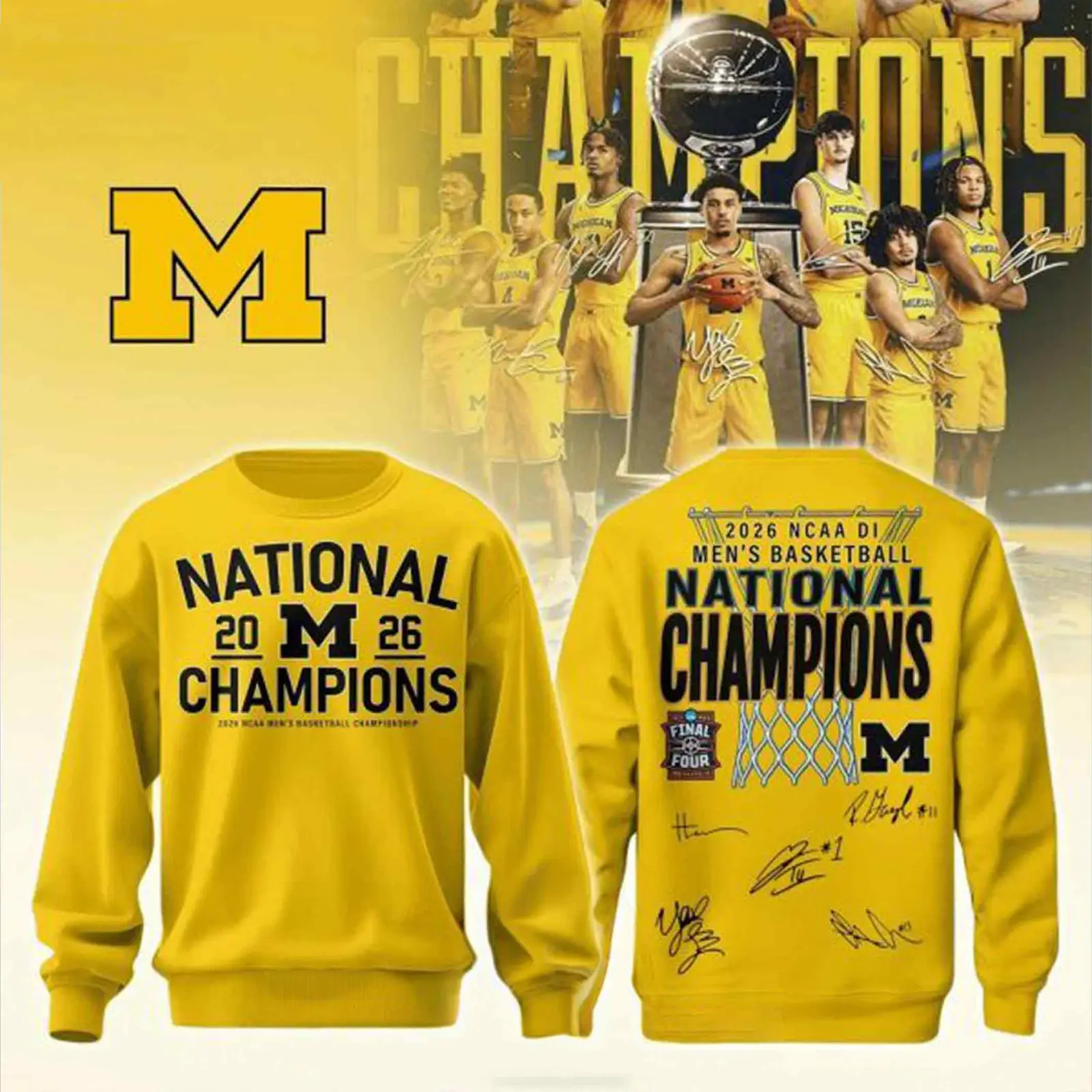 Michigan National Champions NCAA 2026 Sweatshirt Men's Basketball Apparel Gifts Ideas