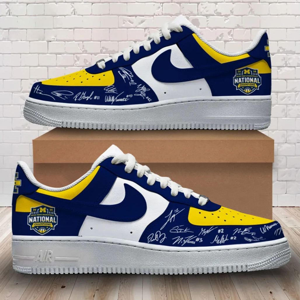 Michigan Wolverines 2026 NCAA Men’s Basketball National Champions Air Force 1 Shoes Sneakers