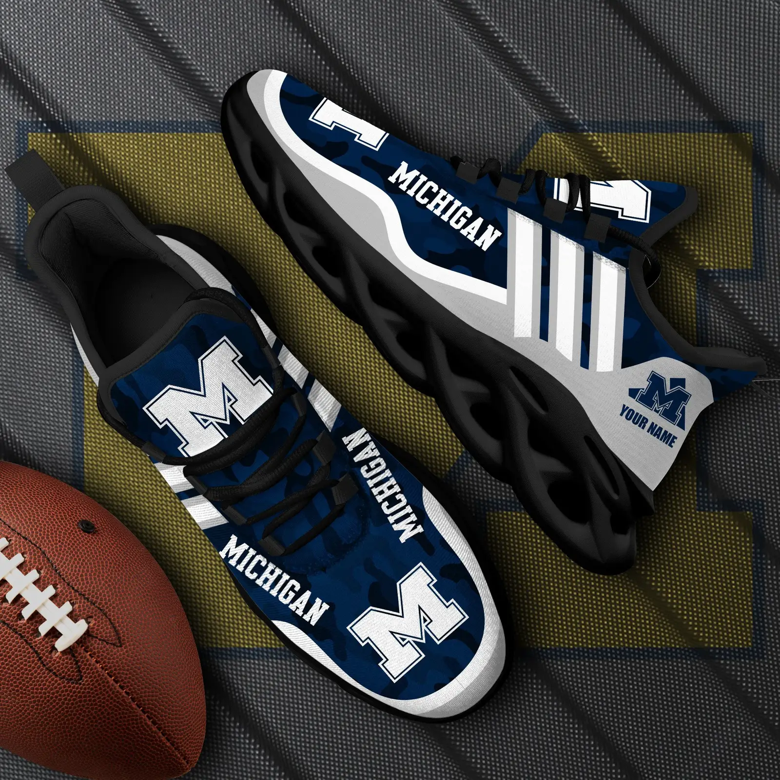 Michigan Wolverines Black Max Soul Shoes 2026 Versions Custom Name 466