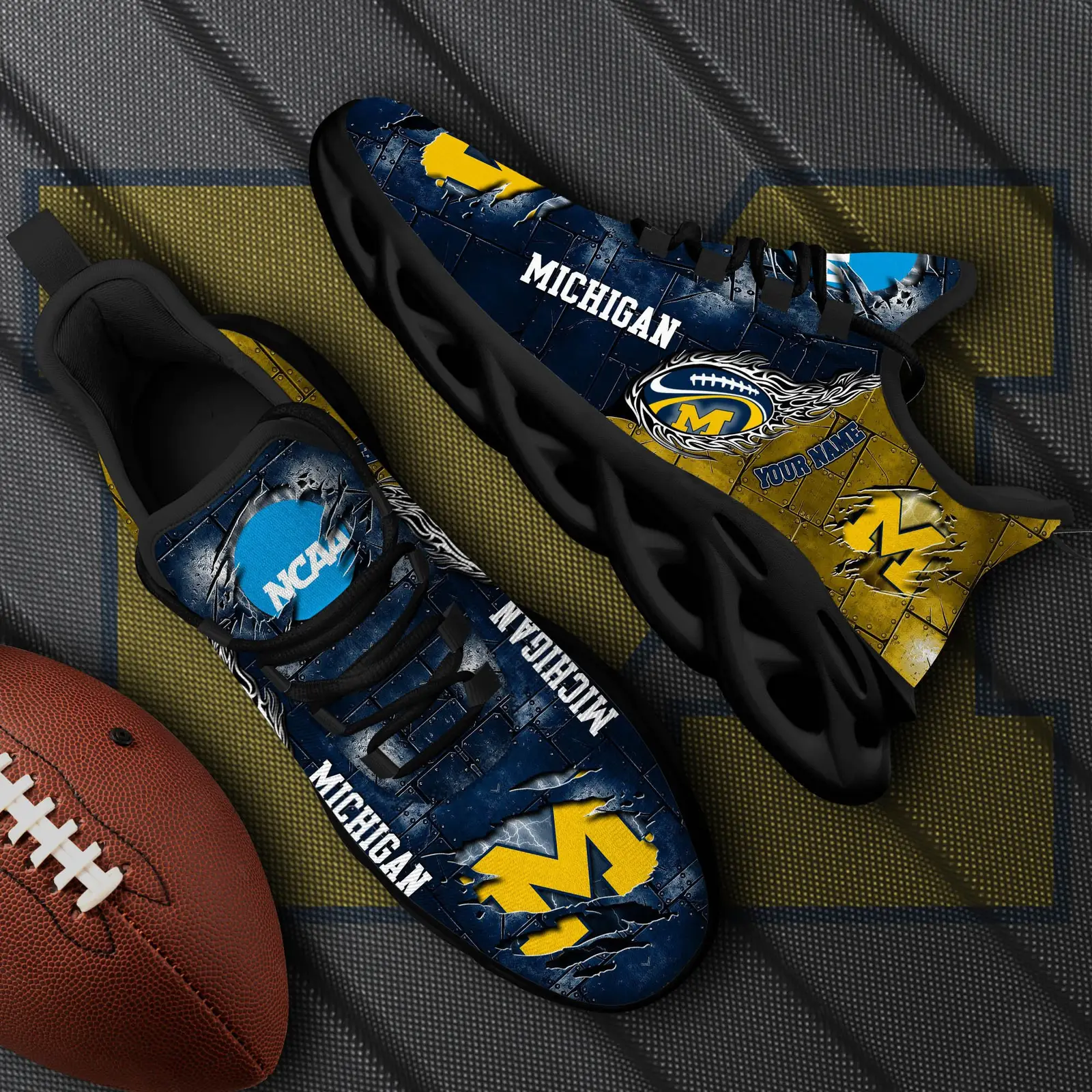 Michigan Wolverines Black Max Soul Shoes 2026 Versions, White Max Soul Shoes Custom Your Name Ph879