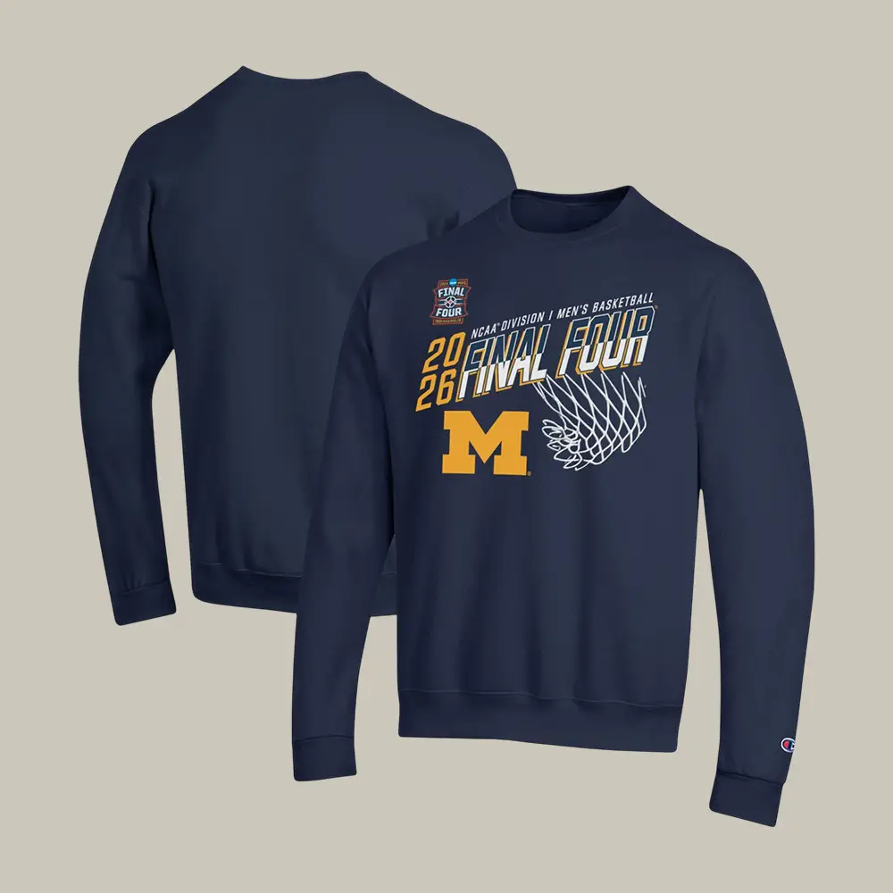 Michigan Wolverines Champion NCAA Men's Basketball Sweatshirt Final Four Merch Game Day Gift
