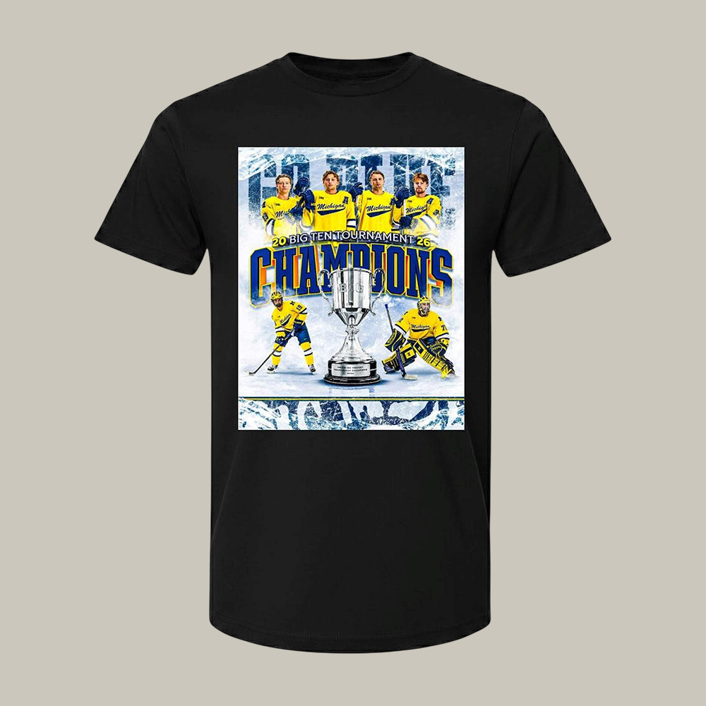 Michigan Wolverines Men’s Ice Hockey T-Shirt Big Ten Tournament Champions Clothing Fan Gift