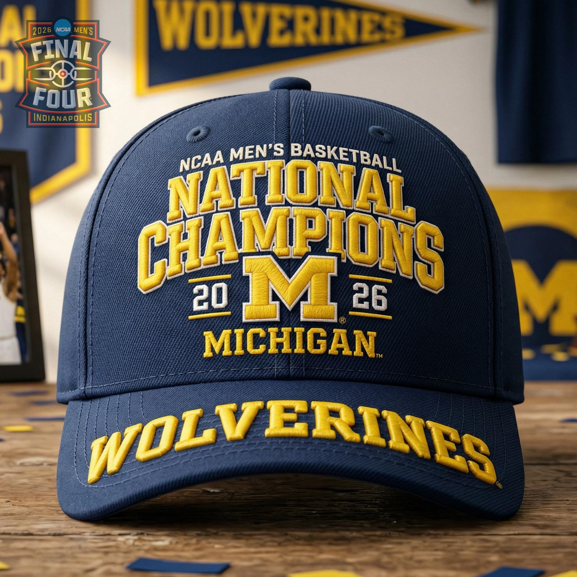 Michigan Wolverines Men Basketball Hat NCAA Men Nation Champions Gifts For Basketball Fans
