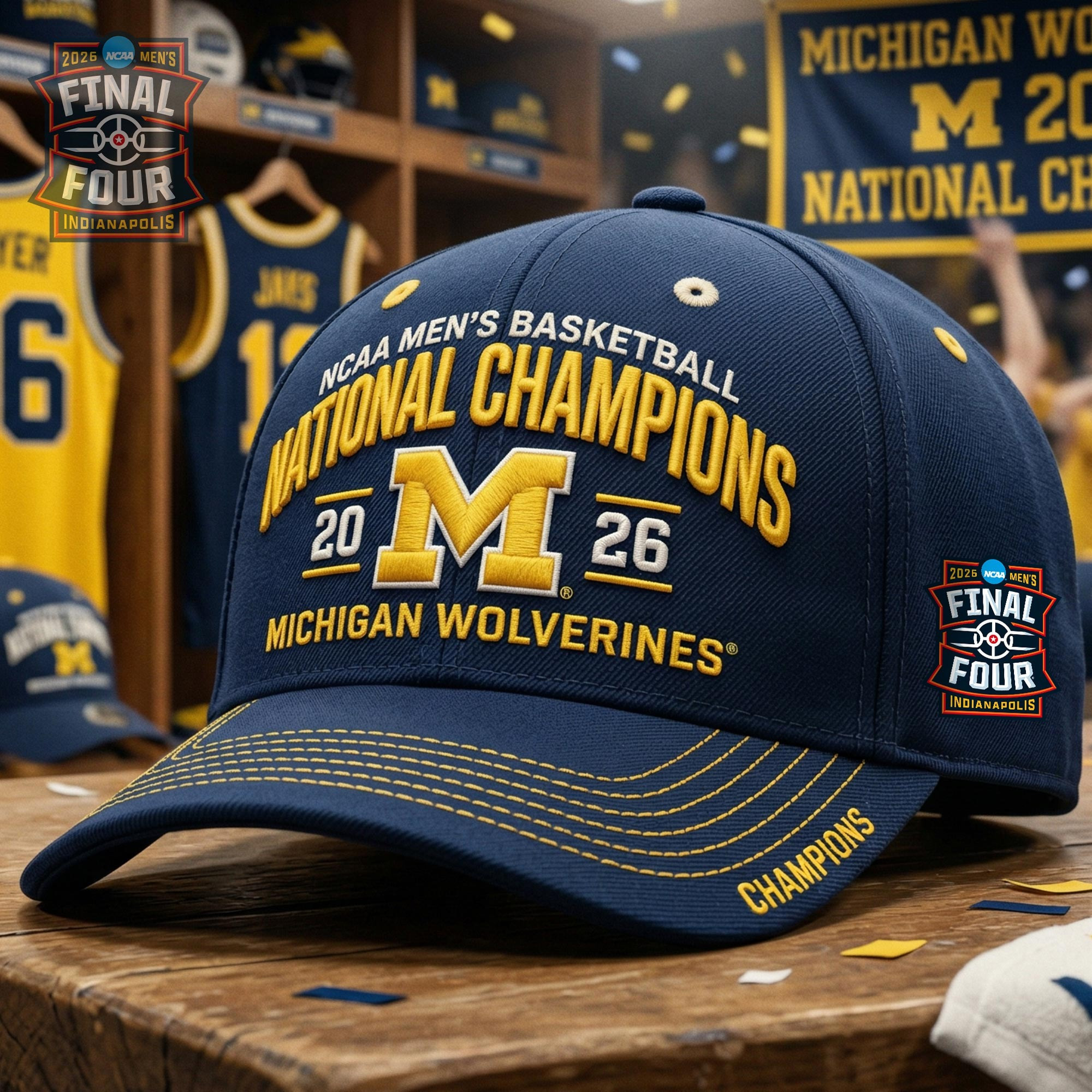 Michigan Wolverines Men Basketball Hat NCAA Men Nation Champions Gifts For Dad