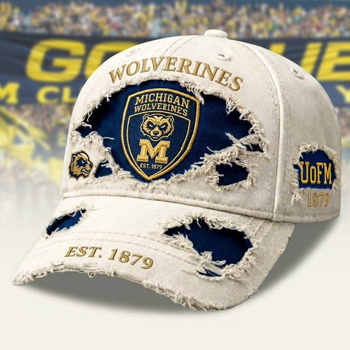 Michigan Wolverines Men Basketball Hat Vintage Wolverines Baseball Cap Gift For Brother Michigan Wolverines Men Basketball Hat Vintage Wolverines Baseball Cap Gift For Brother - Image 1