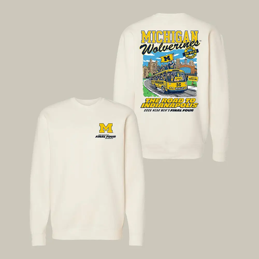 Michigan Wolverines Men's Basketball Final Four Indy Bound Mascot Sweatshirt Michigan Wolverines Shirt Michigan Wolverines Men's Basketball Final Four Indy Bound Mascot Sweatshirt Michigan Wolverines Shirt - Image 1