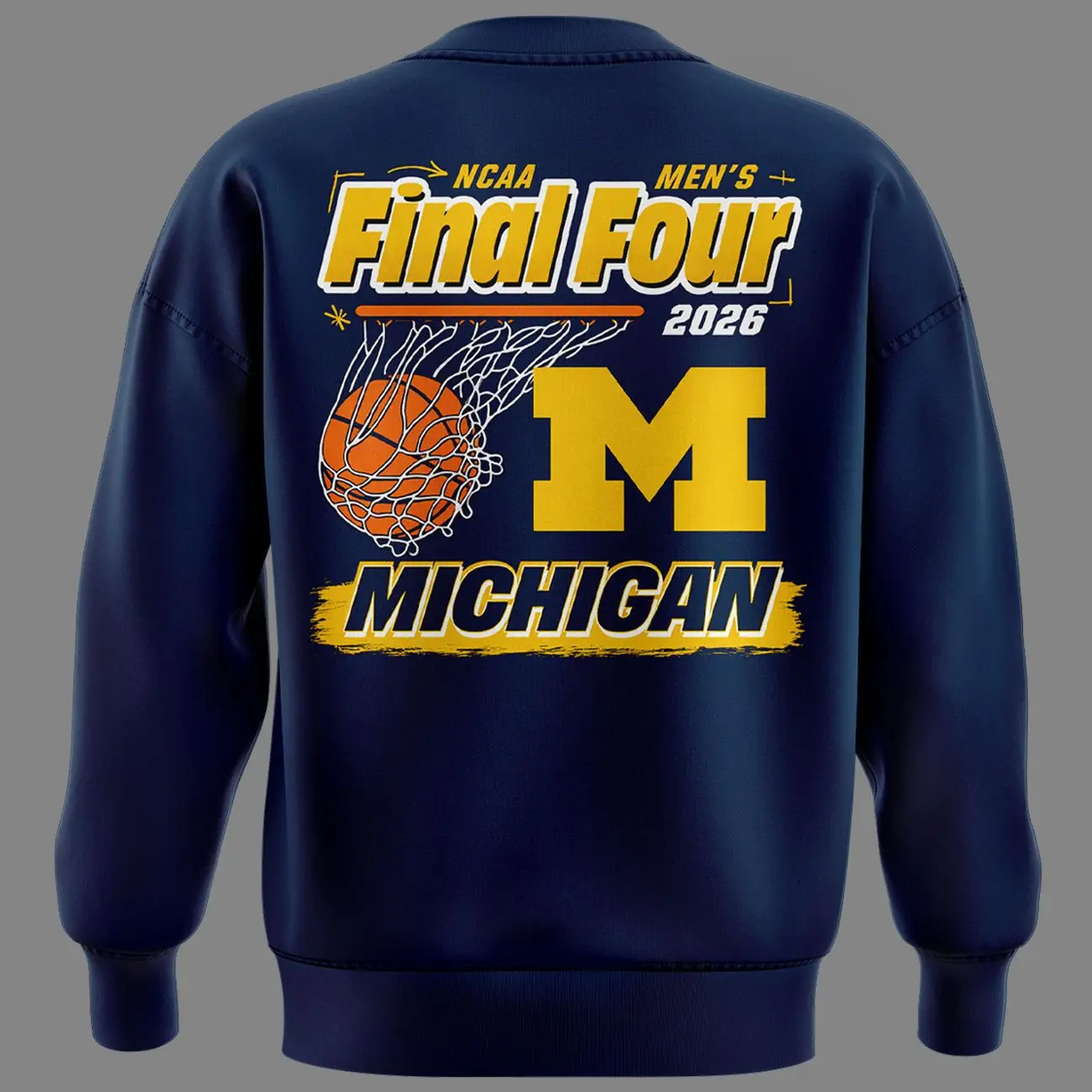 Michigan Wolverines Men's Basketball Merch Final Four Locker Room Sweatshirt For Fans
