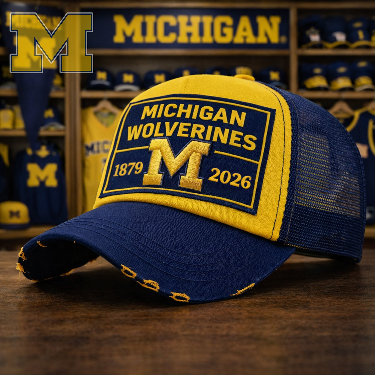 Michigan Wolverines Men's Basketball Trucker Hat College Football Cap Gift Ideas For Dad