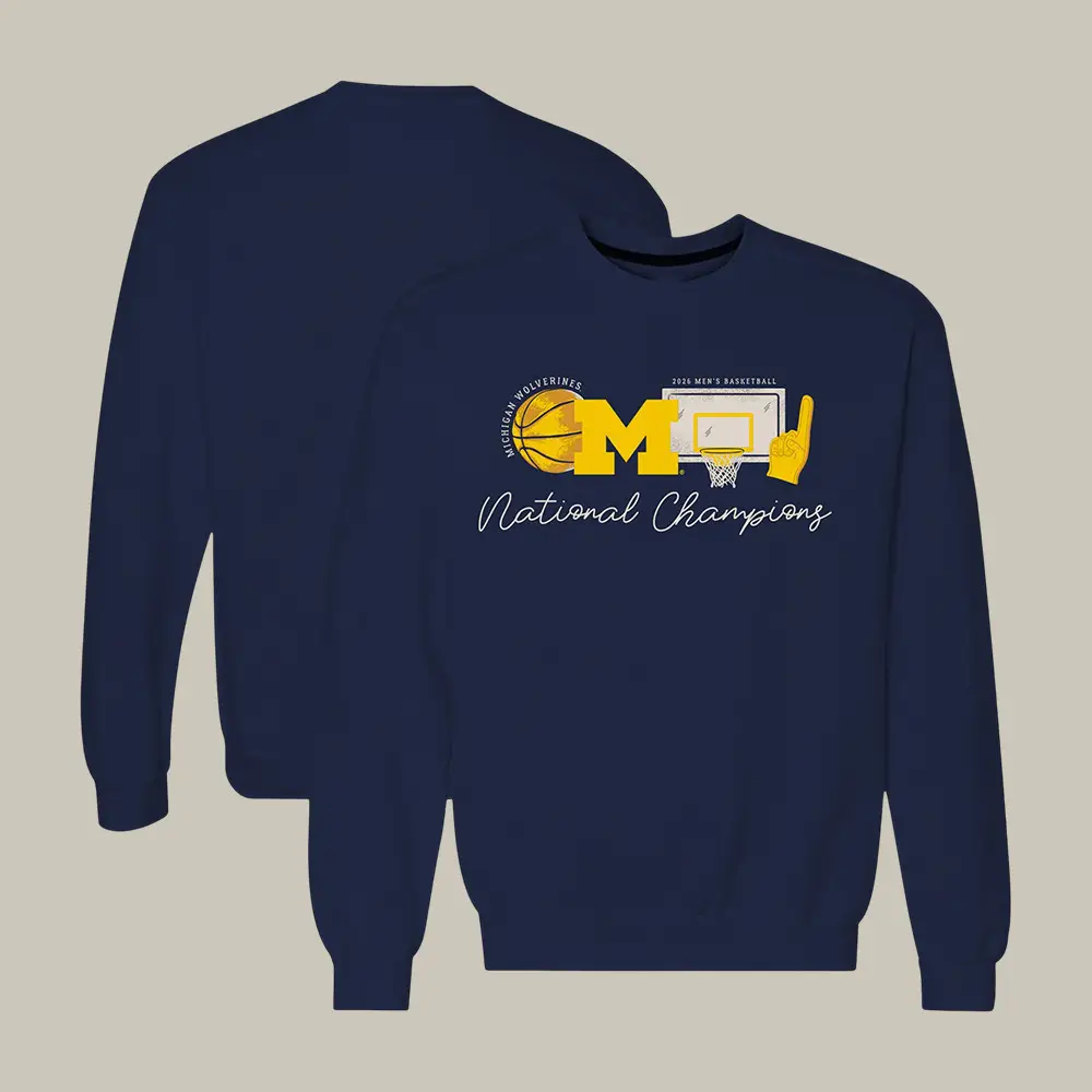 Michigan Wolverines National Championships Sweatshirt Basketball Apparel Fan Gear For Dad