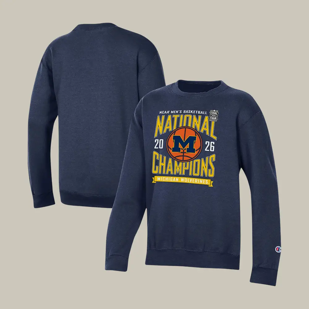 Michigan Wolverines National Championships Sweatshirt NCAA Basketball Apparel Final Four Gear