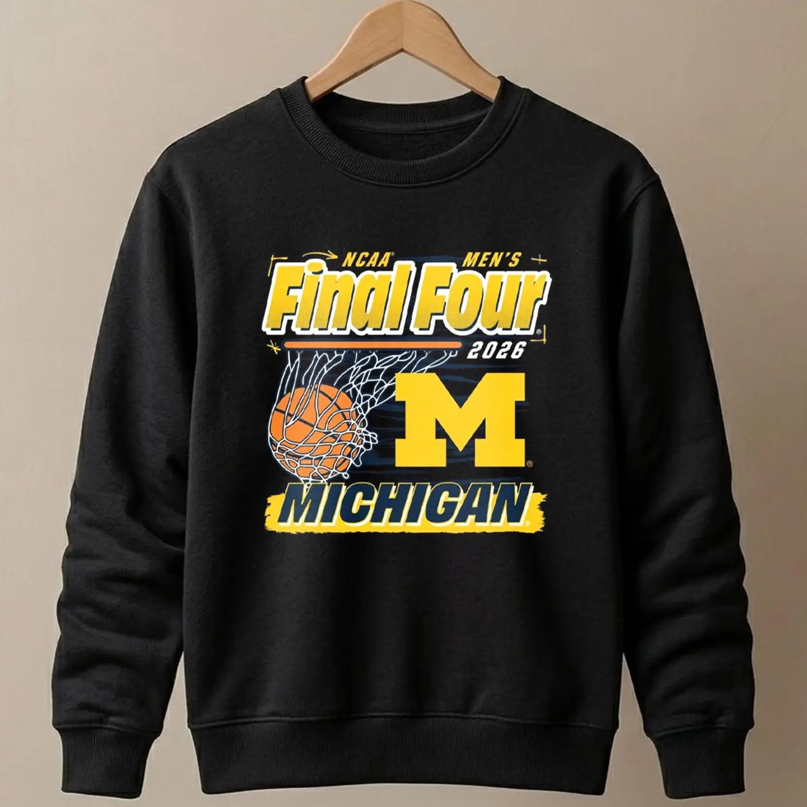 Michigan Wolverines NCAA Final Four 2026 Basketball Sweatshirt Game Day Clothing Line