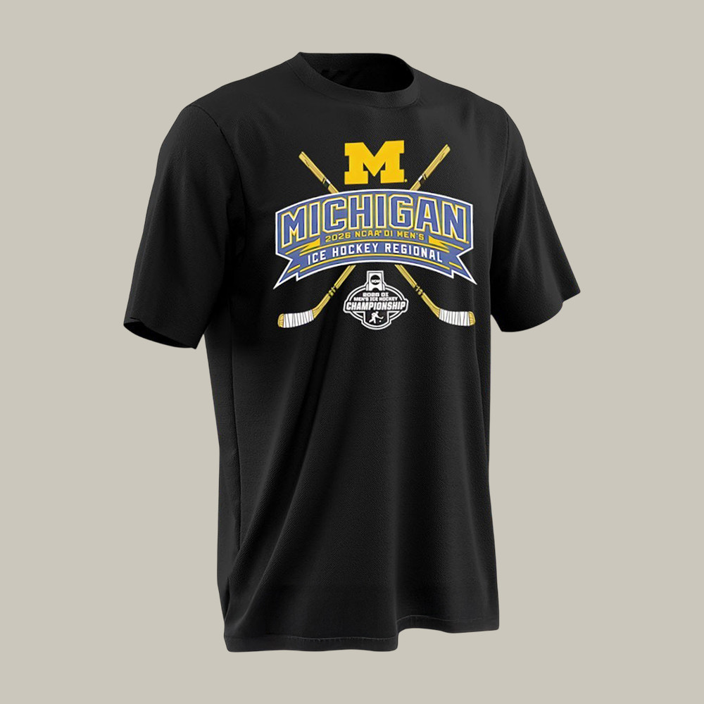 Michigan Wolverines NCAA I DI Men_s Ice Hockey Regional T-Shirt Ice Hockey Clothes Gift For Brother