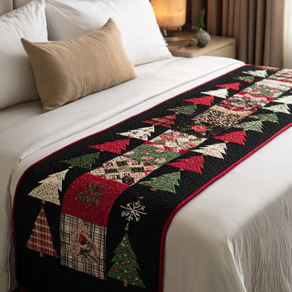 Midnight Christmas Tree Quilted Bed Runner Midnight Christmas Tree Christian Holiday Gift