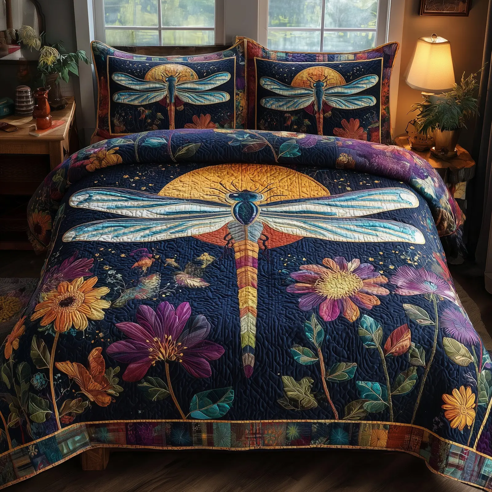 Midnight Dragonfly Quilted Bedding Set For Kids Midnight Dragonfly Quilted Bedding Set For Kids - Image 1
