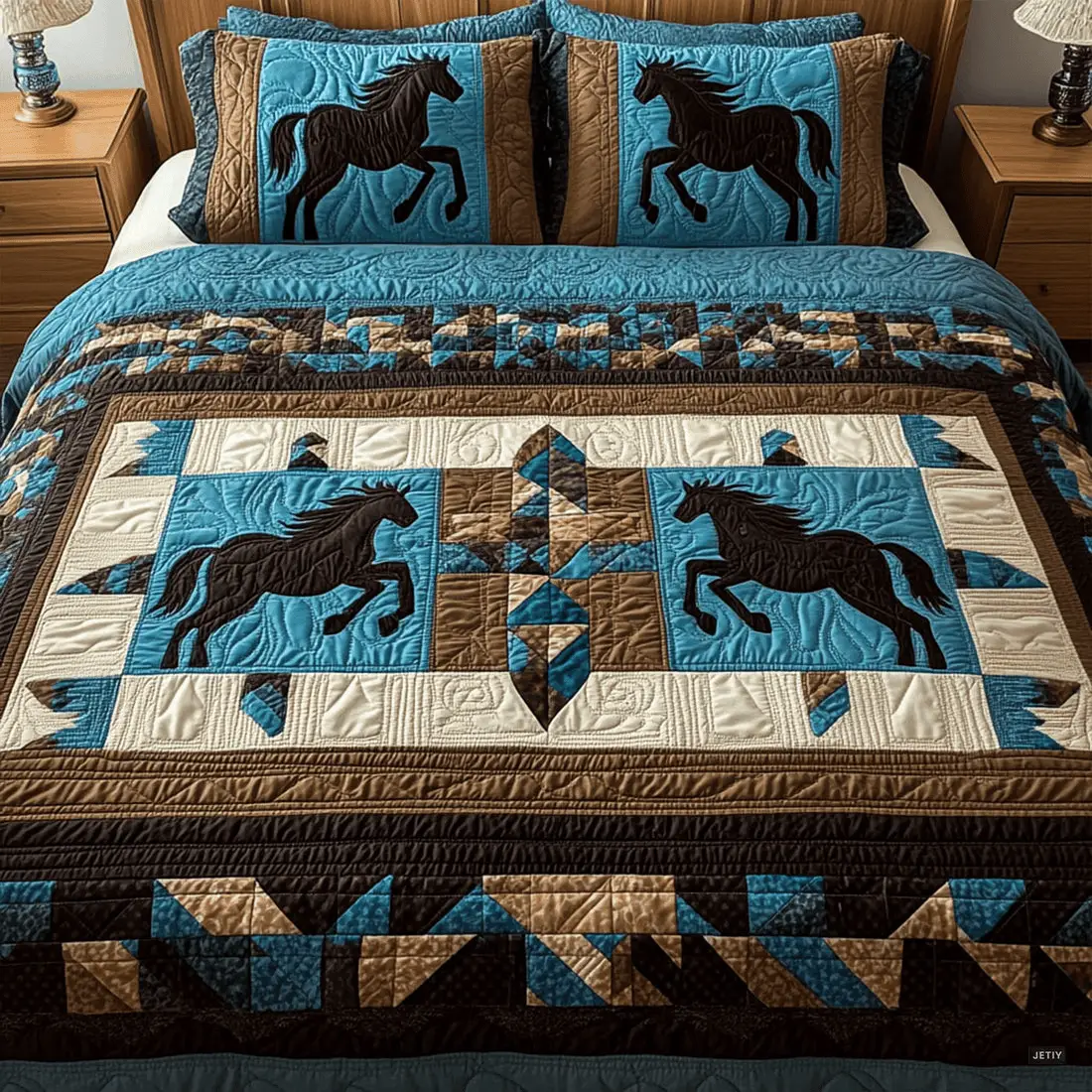 Midnight Horizon Quilted Bedding Set Horse Graphic Duvet Covers Father's Day Gifts For Husband Midnight Horizon Quilted Bedding Set Horse Graphic Duvet Covers Father's Day Gifts For Husband - Image 1