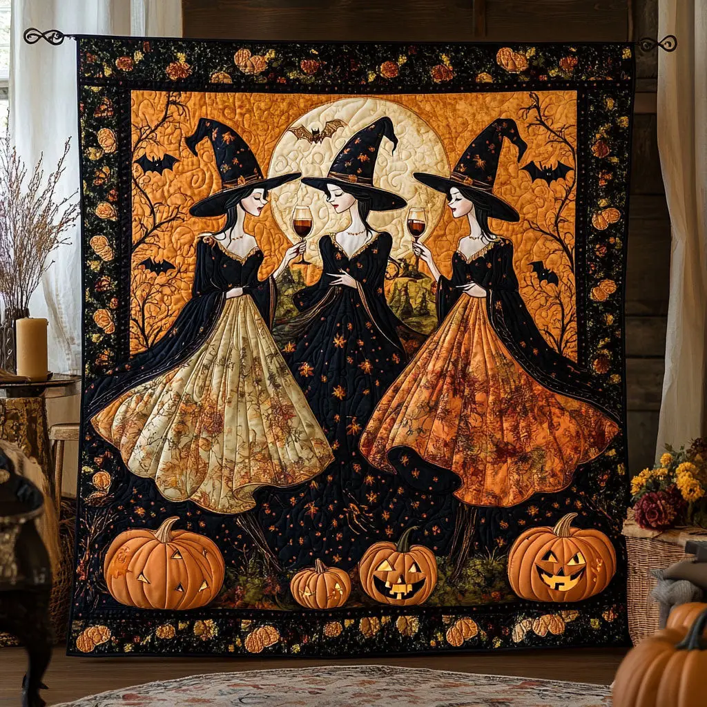 Midnight Witch Quilt Luxury Quilt Blanket for Elegant Home Decor