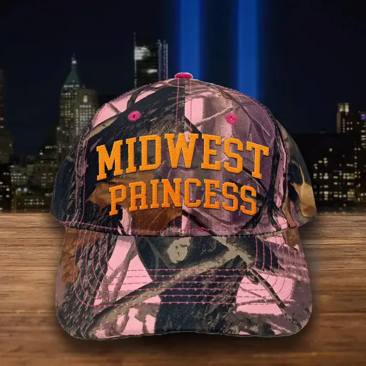 Midwest Princess Embroidered Cap Pink Mossy Oak Camo Harris Walz 2024 Political Campaign Merch