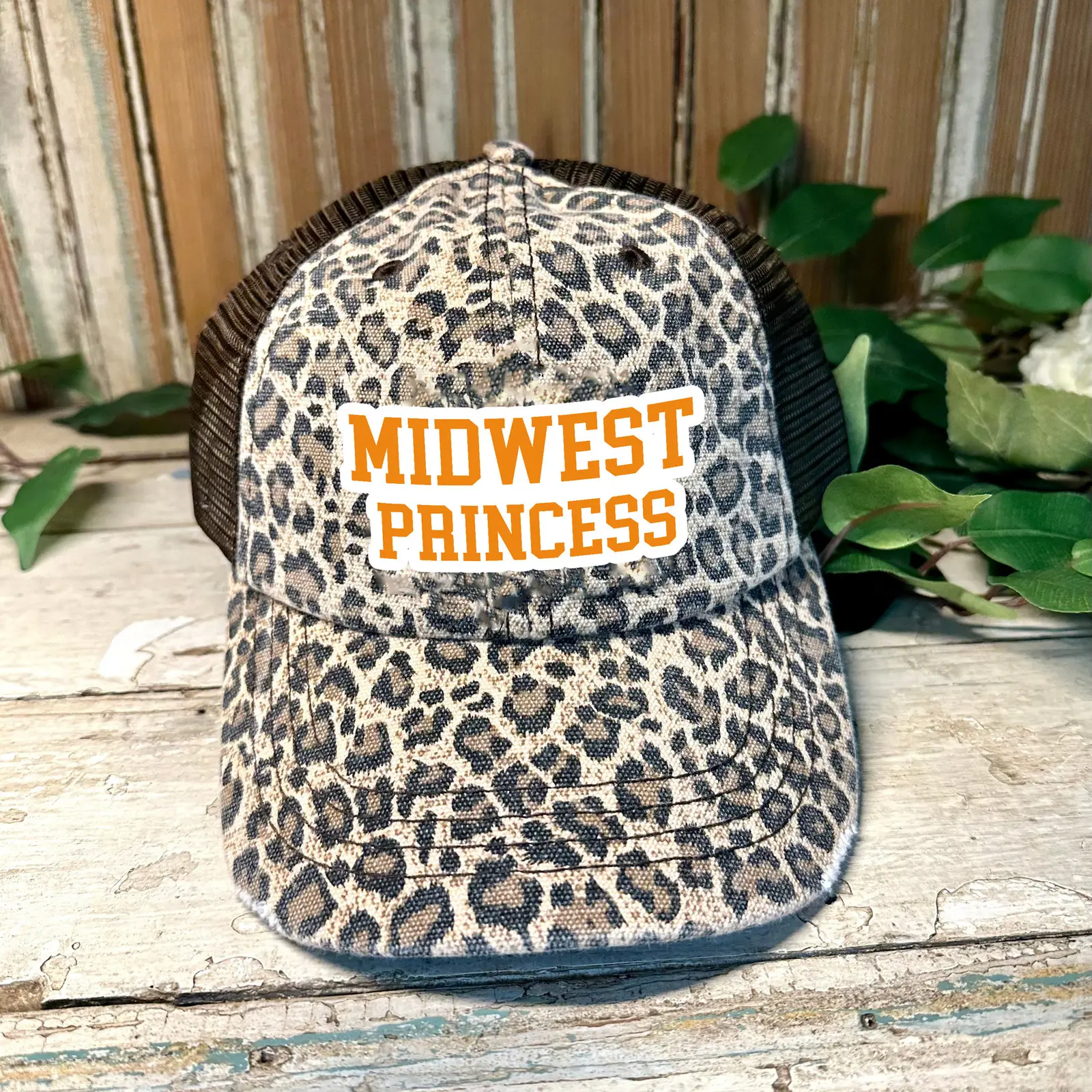 Midwest Princess Printed Trucker Cap Leopard Camo Harris Walz 2024 Hat Gifts For Her