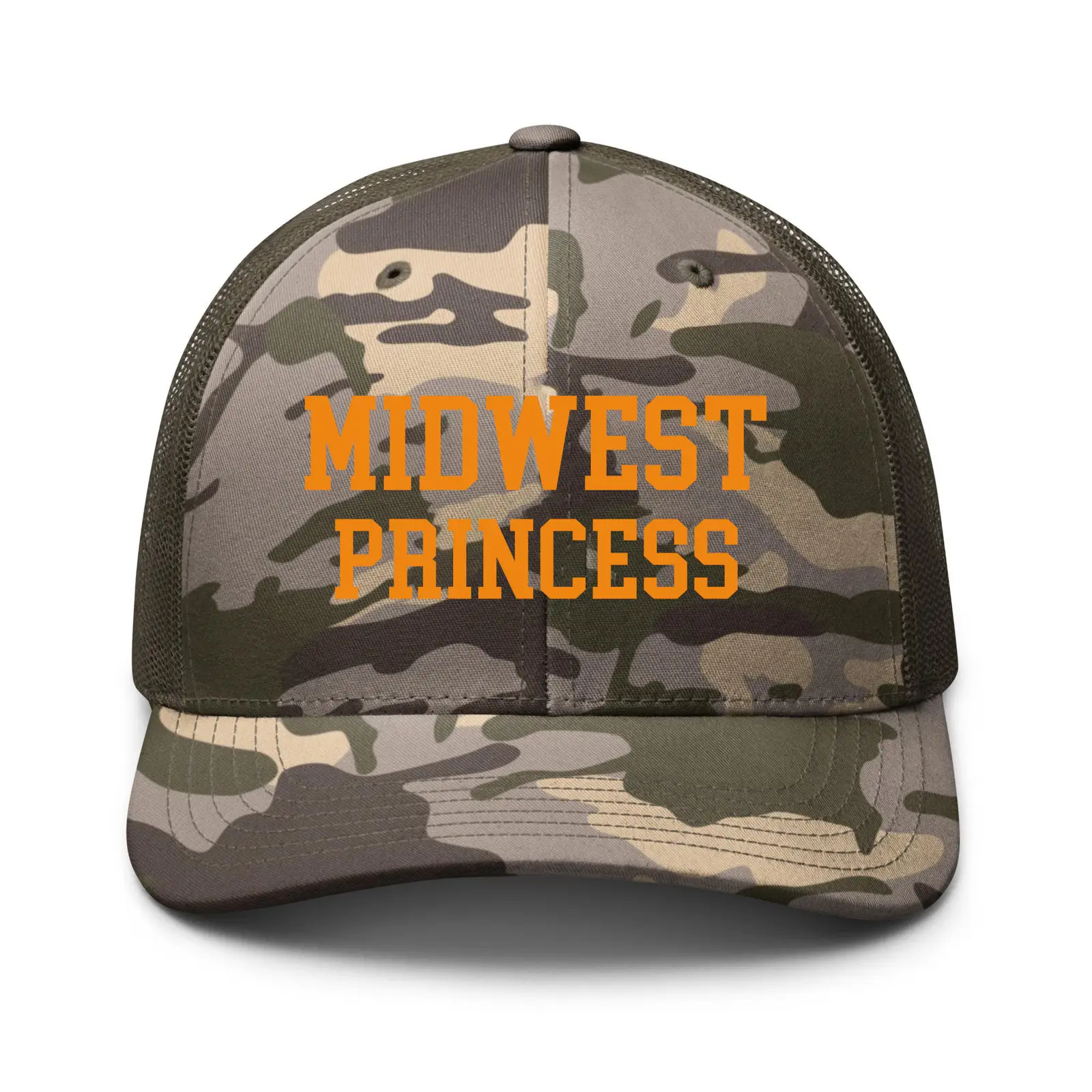 Midwest Princess Trucker Hat Harris Walz 2024 Camo Printed Trucker Hat Kamala Team