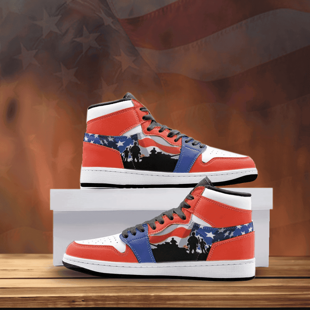 Military American Flag Shoes Pride Military USA Flag Shoes Patriots Merch Gifts For Soldier -WearandDecor