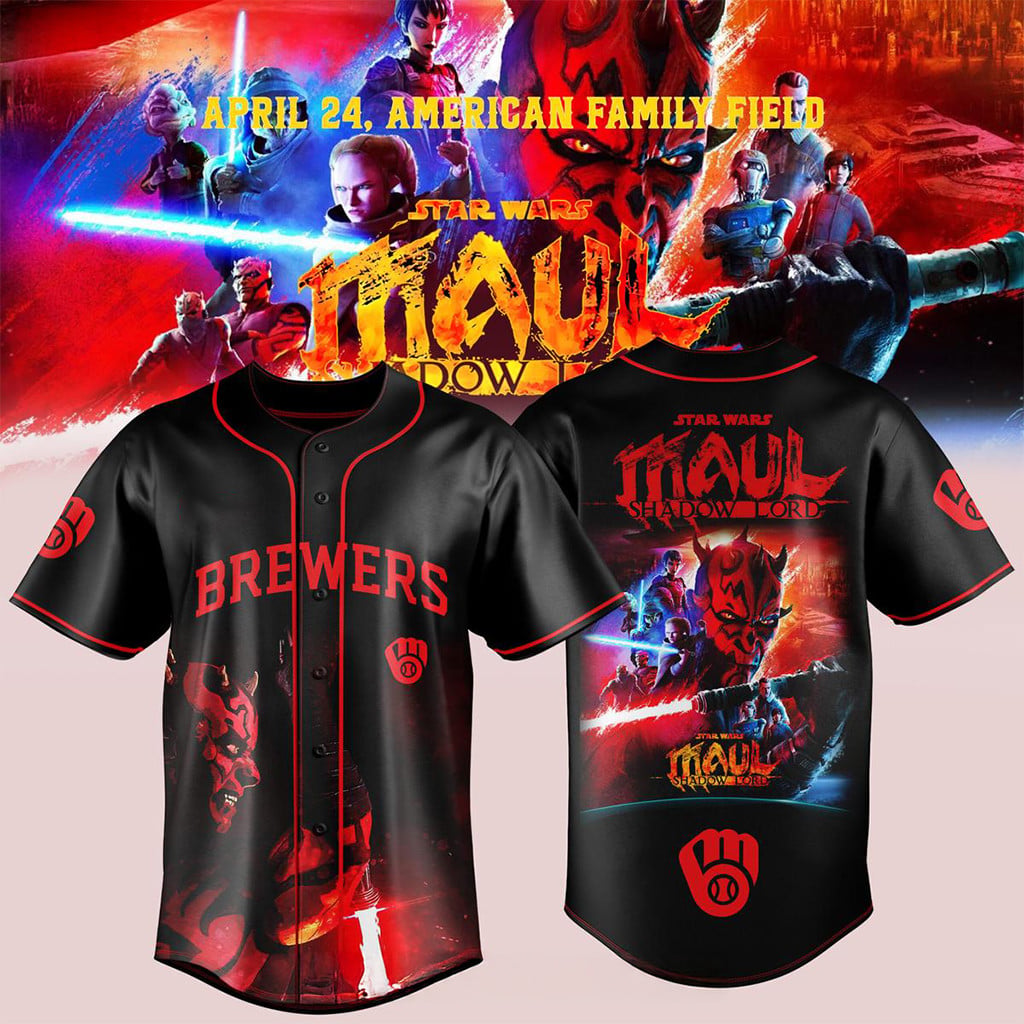 Milwaukee Brewers x Star Wars Maul Shadow Lord Jersey Brewers Merch Gifts For Baseball Fans