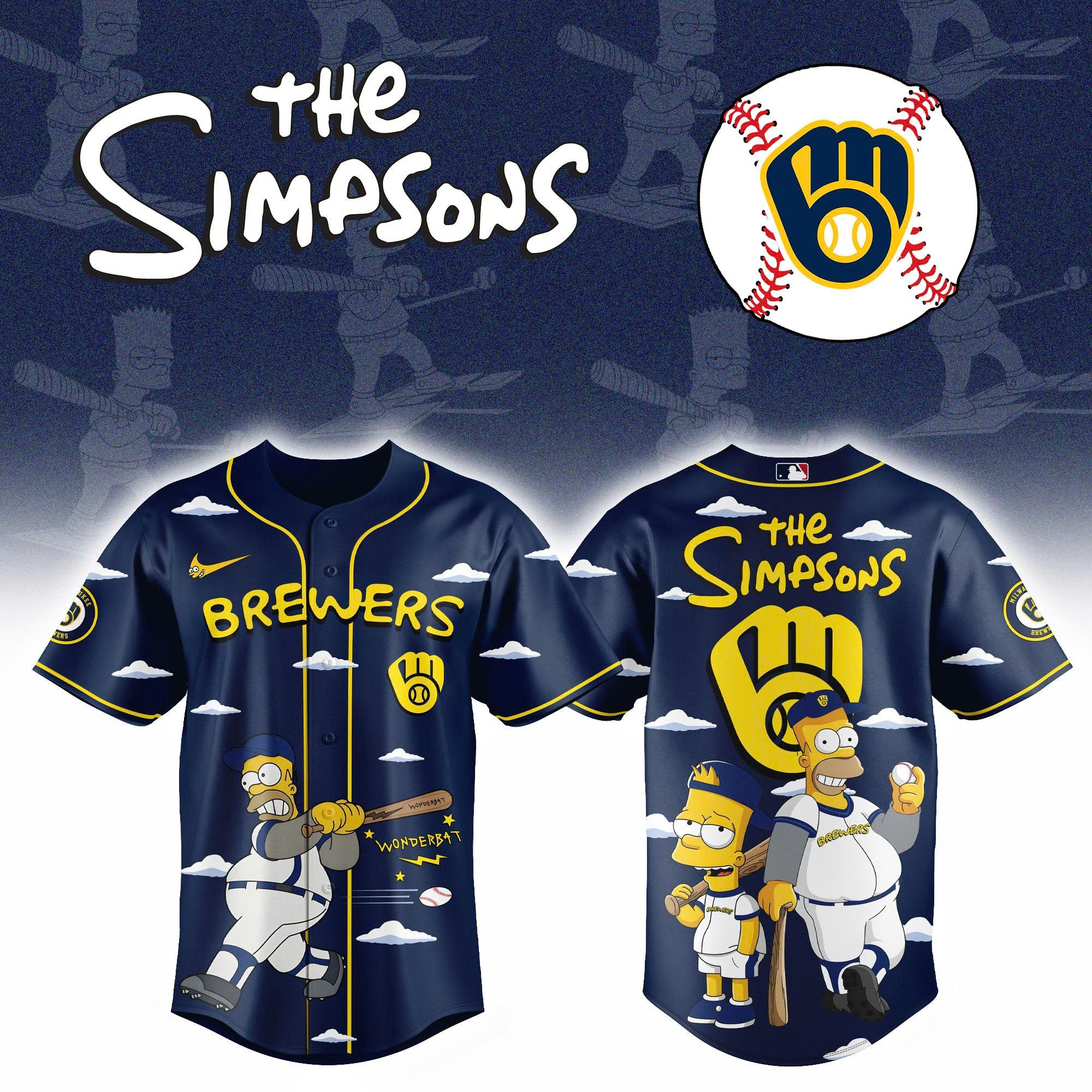 Milwaukee Brewers X The Simpsons Jersey The Simpsons Brewers Baseball Merch Sport Fans Gift
