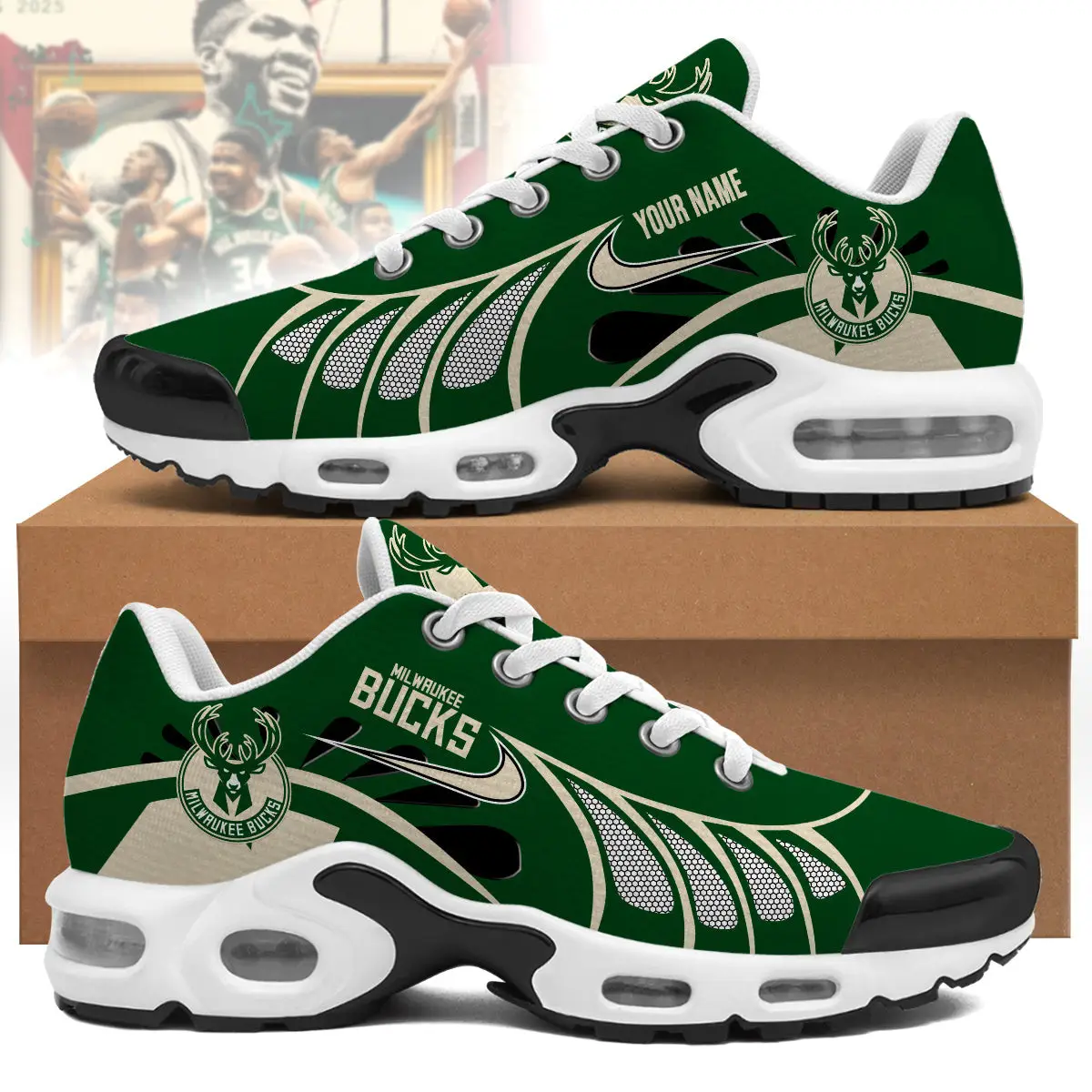 Milwaukee Bucks Personalized Air Max Shoes Milwaukee Bucks Personalized Air Max Shoes - Image 1