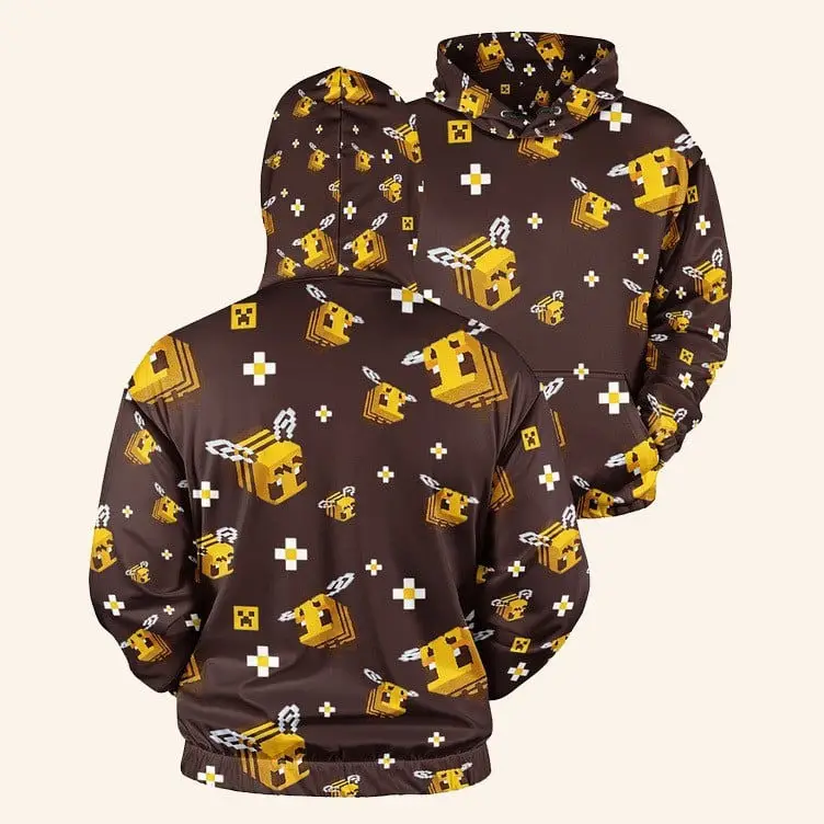 Minecraft Bee Hoodie Funny Minecraft Bee Merch Clothing Best Gifts For Fans