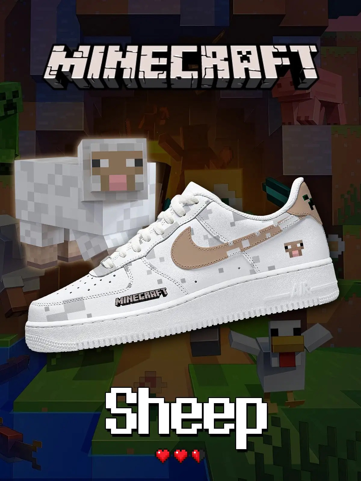 Minecraft Sheep Air Force 1 Shoes Sneakers Minecraft Sheep Air Force 1 Shoes Sneakers - Image 1