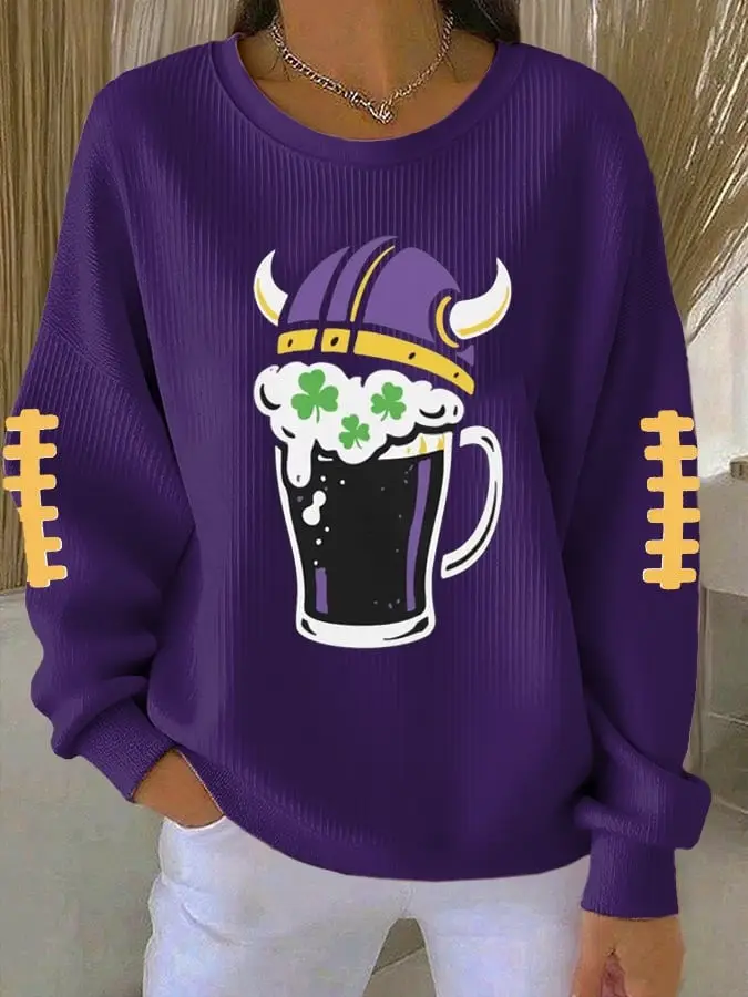 Minnesota Vikings Sweatshirt Women's Vikings Football Merch Shamrock St Patrick's Day Gifts